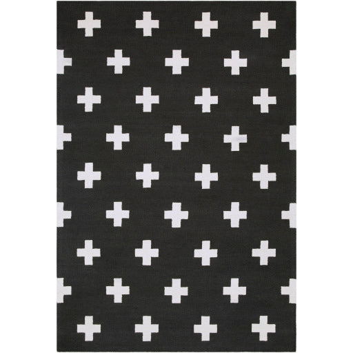 Hilda Wool Black Rug in Various Sizes For Cheap