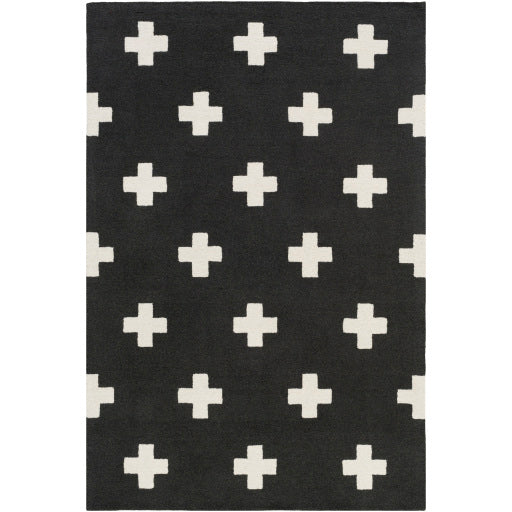 Hilda Wool Black Rug in Various Sizes For Cheap