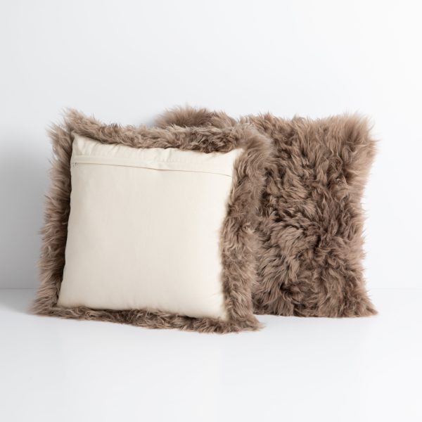 Lalo Lambskin Pillow, Taupe, Set Of 2 Online Hot Sale