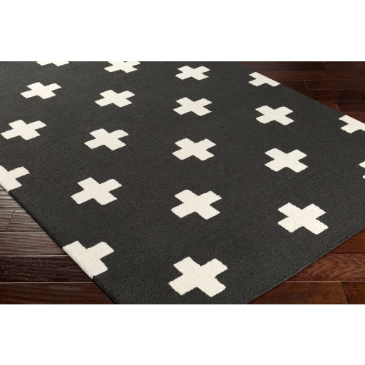 Hilda Wool Black Rug in Various Sizes For Cheap