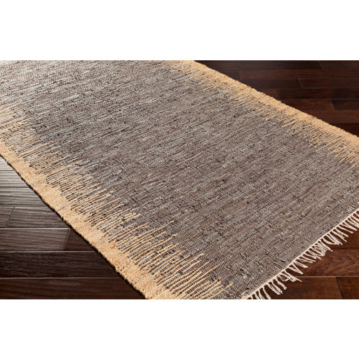 Ponderosa Leather Dark Brown Rug in Various Sizes Fashion