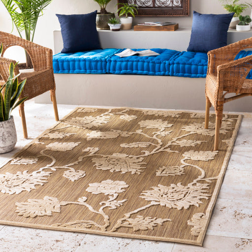 Portera Indoor Outdoor Polyolefin Khaki Rug in Various Sizes Online Sale