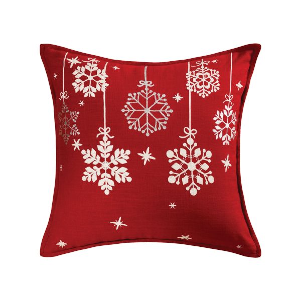 Seasonal Glistening Snowflakes Cotton Red Decorative Accessory Cheap