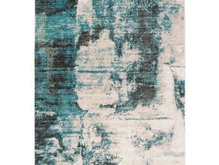 Rafetus Ets-2354 Teal Rug in Various Sizes For Sale