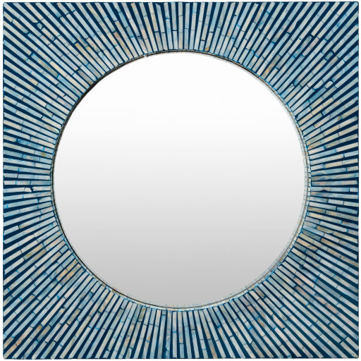 Avondale Blue and Ivory Mirror 24 H x 24 W Sale