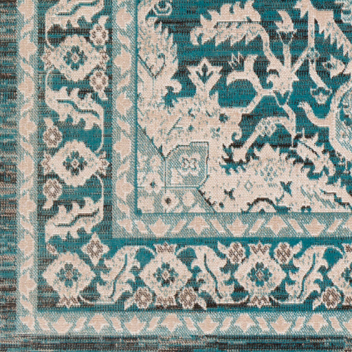 Rafetus Ets-2345 Teal Rug in Various Sizes Online Sale