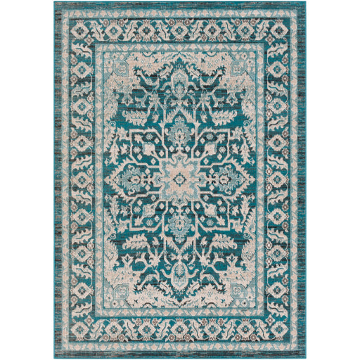 Rafetus Ets-2345 Teal Rug in Various Sizes Online Sale