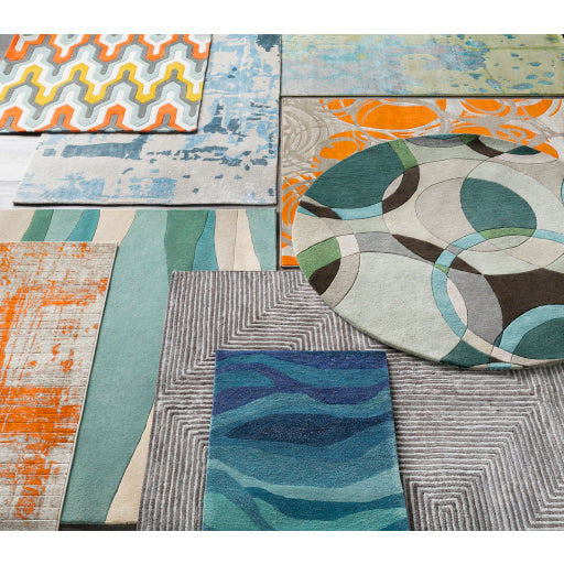 Pigments Teal Rug in Various Sizes Online Sale