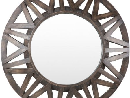 Mysore Wood Brown Mirror 34 H x 34 W For Cheap