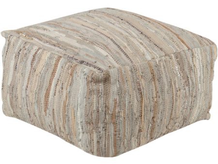 Anthracite Leather Cream Pouf Online