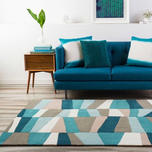 Cosmopolitan Cos-9187 Teal Rug in Various Sizes For Discount